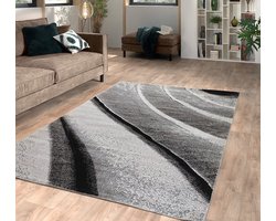 Flycarpets Lima Vloerkleed - 160x230 cm - Grijs - Polypropyleen - Voor binnen - Designer - Rechthoek - Modern - Woonkamer - Laagpolig