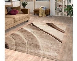 Flycarpets Lima Vloerkleed - 80x150 cm - Bruin / Beige - Polypropyleen - Voor binnen - Designer - Rechthoek - Modern - Woonkamer - Laagpolig