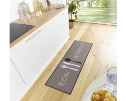 Flycarpets Loper - Bon Appetit - Grijs 50x150 cm