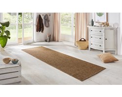 Flycarpets Loper Laagpolig Sisal Look - Geschikt voor Binnen & Buiten - Nature Bruin 80x450 cm