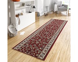 Flycarpets Loper laagpolig Vintage / Klassiek - Designer Velours - Rood 80x250 cm