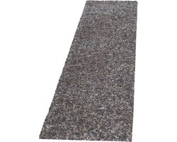 Flycarpets Lorium Loper Vloerkleed - Taupe / Grijs / Beige - Hoogpolig - 80x150 cm