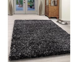 Flycarpets Lorium Vloerkleed - 200x290 cm - Antraciet/Wit/Grijs - Hoogpolig