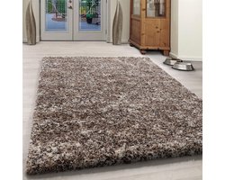 Flycarpets Lorium Vloerkleed - 80x150 cm - Beige/Mocca/Cream - Hoogpolig