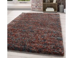 Flycarpets Lorium Vloerkleed - Terra / Blauw / Beige - Hoogpolig - 240x340 cm