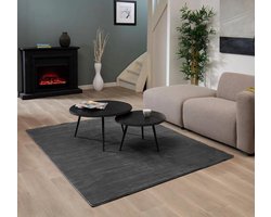 Flycarpets Malaga Laagpolig Vloerkleed - Antraciet - Wasbaar Tapijt - Woonkamer - 160x220 cm