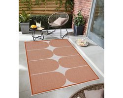 Flycarpets Omkeerbaar Terrazo Japandi Buitenkleed Terra / Creme - 200x290 cm - Vloerkleed Buiten - Laagpolig Tuinkleed, Tuintapijt, Buitentapijt