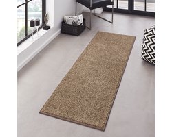 Flycarpets Pure Loper / Vloerkleed Bruin - Laagpolig Tapijtloper - 80x150 cm