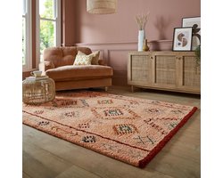 Flycarpets Sahara Berber Shaggy vloerkleed - Hoogpolig - 100% Wol - Vintage - Roze 160 x 230 cm