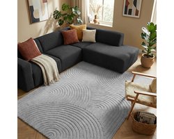 Flycarpets Skando Vloerkleed Japandi & Scandinavisch - Grijs - Laagpolig Tapijt Woonkamer - 160x230 cm