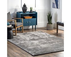Flycarpets Solid Hoogpolig & Wasbaar Effen Vloerkleed - Grijs - Woonkamer Tapijt - 160x230 cm