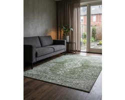Flycarpets Vintage Laagpolig Vloerkleed - Gloria - Groen - 160x230 cm