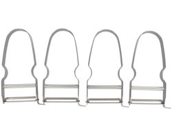 FM Professional 21729 Groenteschillers, Set van 4 groenteschillers van het scheermes-type, Schillers, Groenteschiller, Roestvrij staal, Zilver, 11,5 x 6 cm