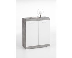FMD - Kast - met - 2 - deuren - 80x34,9x89,9 - cm - wit - en - betonkleurig