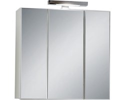 FMD Möbel 925-003 Zamora 3 Spiegelkast, met melaminehars gecoate decoratieve spaanplaat, wit, ca. 70,0 x 69,0 x 19,0 cm