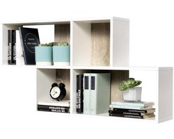 FMD Mooi Wandrek voor Woonkamer en Kantoor - Plankensysteem in Wit en Eikenhout
