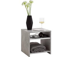 FMD - Salontafel - met - schap - betongrijs - en - wit