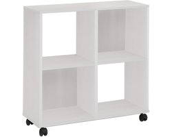 FMD Sprint boekenkast op wieltjes met 4 vakken Wit. - ShopVlot