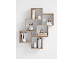 FMD - Wandschap - met - 8 - vakken - eikenkleurig