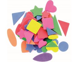 Foam rubberen figuren gekleurd - 120x stuks - knutselen met rondjes - driehoeken - sterren