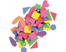 Foam rubberen figuren gekleurd - 240x stuks - knutselen met rondjes - driehoeken - sterren