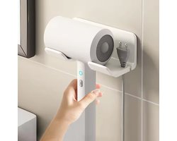 Föhnhouder – Badkamer Wandhouder met Stekkerhouder – Mat Zwart – Ruimtebesparend & Stijlvol - C3.1