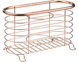 Föhnhouder - badkamerorganizer/bergruimte voor haarverzorgingsapparaten - zonder boren/praktisch/metaal/draadmand - voor kaptafel, wastafel of schap - roségoud