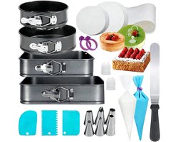 Fokelyi Bakset 124-Delig - Taart Decoratie Set -Taarten Bak Set-Met Anti-aanbak Vormen-Spuitzakken- Taart Bak- en Glazuurset- Professionele Tools