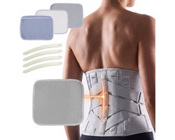 Fokelyi Rugbrace Onderrug - Rug Corrector -Rugband met Baleinen -Ergonomische- Ondersteuning - Verstelbare Rugbandage - Stijve Steun - Verwisselbare Klittenband Pads - Comfortabel voor Man en Vrouw-maat L