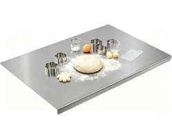 Fokelyi Snijplank RVS -40x30cm Deegplank- Dubbelzijdig Antislip Met L-Vouw Rand Design-Cutting Board- Chopping Board-Antibacterieel & Eenvoudig Schoon Te Maken -Metalen Snijplank