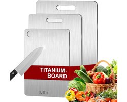 Fokelyi Snijplanken-Snijplankenset-Dubbelzijdig-Vaatwasbestendig- PFAS-vrij-Titanium snijplank-Antibacterieel-29x20cm+34x23cm+39x28cm