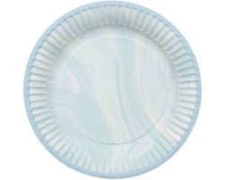 Folat - Borden Marmer Blauw 23 cm - 8 stuks