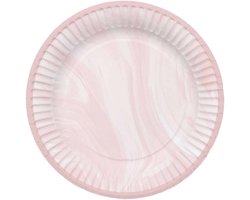 Folat - Borden Marmer Roze 23 cm - 8 stuks