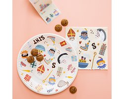 Folat - Borden (papier) - Sint & Pieten ø 18 cm - 8 stuks - Welkom Sinterklaas - Sinterklaas versiering - Sinterklaas intocht - Sinterklaas en Piet -sinterklaas Cadeautjes