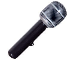 Folat - Opblaasbare Microfoon Zwart 31cm