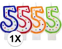 Folat Verjaardag cijferkaars 5 - Multi - met stippen - feest taart kaarsjes - versiering - verjaardag