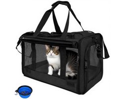 Foldable Transport Box for Cat and Dog Portable Transport Bag for Pets Cat Bag Dog Bag Pet Carrier Removable Mat and Breathable Mesh Carrying Box for Medium and Small Pets