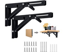 Folding Console, Heavy Load, 250 mm, 2 x Corner, Folding Shelf, Folding Table, 90 Degrees, Maximum Load 50 kg, Folding Hinge for Table Tops, Folding Table, Wall Mounted