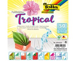 Folia Vouwblaadjes Tropical - 80 gr - 50 vel - 15x15cm