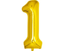 Folie Ballon Cijfer 1 Jaar Cijferballon Helium Ballonnen Feest Versiering Folieballon Verjaardag Versiering Goud 86 Cm