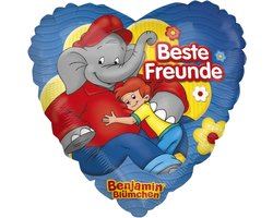 Folieballon Hart Blauw Benjamin en Otto - Helium of Lucht - Ø45cm Partijdecoratie