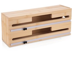 Foliedispenser Houten Dubbele 2W1 - Keuken - Foliehouder - Rollenhouder - Foliesnijder