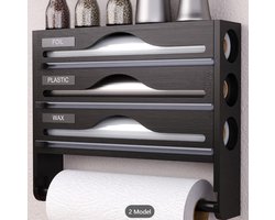 Foliedispenser met Papiersnijder, Herbruikbaar, Ruimtebesparend, Geschikt voor Keukenopslag, Geschikt voor Plastic Zakken, Huisplasticfolie en Aluminiumfolie, Wandgemonteerd