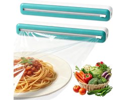 Foliehouder - 2 stuks - met snijder - Aluminiumfolie Dispenser - Keuken Accessoires - voor keuken en thuis - 37×6×7cm - groen