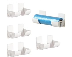 Foliehouder - 4 paar - Aluminiumfolie en vershoudfolie - Zelfklevend - Keukenrolhouders - Vershoudfolie houder - Kastdeuren opbergwandplank - Aluminiumfolie houder - Voor vetvrij papier, vershoudfolie en aluminiumfolie - Wit