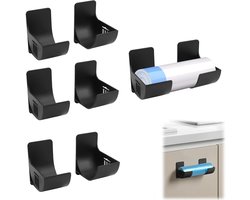 Foliehouder - 4 paar - Aluminiumfolie en vershoudfolie - Zelfklevend - Keukenrolhouders - Vershoudfolie houder - Kastdeuren opbergwandplank - Aluminiumfolie houder - Voor vetvrij papier, vershoudfolie en aluminiumfolie - Zwart