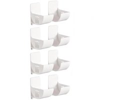 Foliehouder - 4 Paar - Keukenrolhouders - Zelfklevend - Plastic - Bakpapier Houder - Rollenhouder - Wandgemonteerde Opbergbox - Geschikt voor vetvrij papier, huishoudfolie en aluminiumfolie - Wit