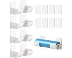 Foliehouder - 4 Paar - Vershoudfolie Houder - Aluminiumfolie Houder - Bakpapier Houder - Rollenhouder - voor Aluminiumfolie en Huishoudfolie - Zelfklevende Kastdeuren Organizer - Wandgemonteerde Opbergbox - Wit