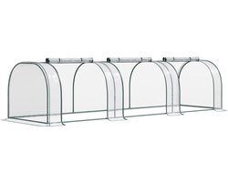 Foliekas - Broeikas met Folie - Tunnelkas - Kas - met 3 Roldeuren- Stalen Frame - Koude Bak - Tuin - Kweektunnel - Kweekkas - Kastunnel - Groentekas - Plantenhuis - Plantenteelt - Plant- en Oppotruimte - 350 x 100 x 80 cm - Groen
