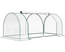 Foliekas - Broeikas met Folie - Tunnelkas met Deur - Kas - Koude Bak - Kweektunnel - Kweekkas - Kastunnel - Groentekas - Plantenhuis - Plantenteelt - Plant- en Oppotruimte - 200 x 100 x 80 cm - Stalen Frame - Groen